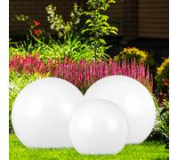Lot de 3 boules lumineuses solaires LED lampes à brancher lampe de jardin lampe solaire diamètre 15 et 20 cm
