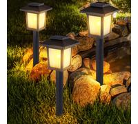 3x LED solaire plug-in lumières chemin de jardin rétro effet feu lanternes extérieures noir