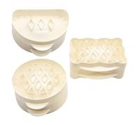 3er-Set Mini-Tartformen, beiger Kunststoff, handgehaltene Tartformen, Teigpresse mit Gittermuster, leicht zu verwenden für Heimbacken in der Küche, für Weihnachts-, Thanksgiving- und Party-Snacks