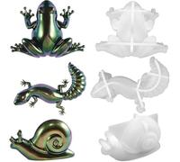 3er-Set Silikonformen Tiere, realistische 3D-Harzformen mit Schnecken-, Frosch- und Eidechsenformen, für Epoxidharz, Wanddekoration, Büro, Möbel und kreative Inneneinrichtung