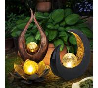 3er Set Solaire LED Lumières Extérieur Boule en Verre Jardin Lampes Lotosblume