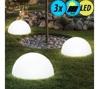3er Set Solaire LED sur Pied Lumières Jardin Route Demi Boule Façades Mur Blanc