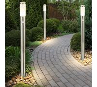 3er Set sur Pied Lampe Extérieur Jardin Parc Inox Luminaire Détecteur IP44