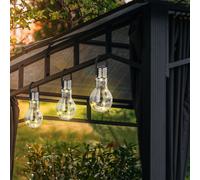 Lampe Solaire Lampe Solaire Lampe de Jardin Lampe Suspendue Terrasse Lumineuse Décorative, Batterie IP44, Verre Inox Clair, LED Blanc Chaud, DxH 9x17.5cm