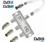 3fach Cei TV Répartition Répartiteur D'Câble Câble Adaptateur Télévision par