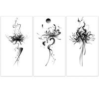 3feuilles Tatouages Temporaires À Base De Plantes, Imperméables Et Longue Durée, Pour Femmes, Représentant Un Lys Araignée Rouge, Sexy À Appliquer Sur La Taille, Les Bras, La Poitrine