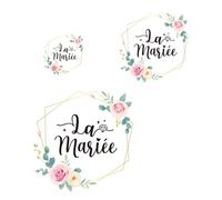 3feuilles Tee shirt EVJF Stickers Thermocollants Transfert Textile Autocollants Thermocollant Mariage la Mariée Déguisement Décoration pour Fête Enterrement de Vie de Jeune Fille Mariage