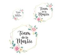 3feuilles Tee shirt EVJF Stickers Thermocollants Transfert Textile Autocollants Thermocollant Mariage Team de la Mariée Déguisement Décoration pour Fête Enterrement de Vie de Jeune Fille Mariage