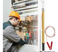 3ft 5ft 6ft 10ft Low Voltage Safely Discharge Tool, Electrician's Discharge Rod with 13/16 Ft Copper Wire, Lightweight Insulated Stick(Yellow,4.9ft/1.5meter - 35KV)