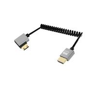 3ft Mini Coiled HDMI Cable,90 Degree Short HDMI to Mini HDMI Cable,Spiral HDMI 2.0 Cable 4K@120Hz 18Gbps for Camera/Camcorder/HDTV/Tablet (Left Angle)