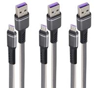 3ft Plat En Nylon Tressé Usb A Vers Micro Usb Câble De Synchronisation De Données Haute Vitesse Et Charge Rapide Compatible Avec Samsung,Huawei,Smartphones Android,Tablettes(Gris/3pack)[X1947]