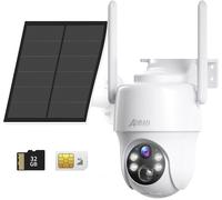 3G/4G Lte 360° Ptz Solar Camera, 2K Wireless Outdoor Camera On Battery, Sim Card+32Gb Sd Card, Pir Motion Detection, Colour Night Vision, Two-Way Audio, Ip66, G1 White