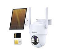 3G/4G LTE Caméra Extérieure+Panneau Solaire, 2K Camera Exterieur sans Fil sur Batterie, Carte SIM+32Go Carte SD, 360° PTZ