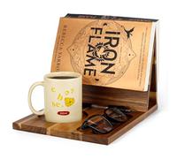 3HQ Support de livre en bois pour repose-page, valet de lecture unique avec tasse, lunettes et porte-stylo, idée cadeau pour les amateurs de livres