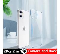 3in1 Avant+Arrière+Lentille Couverture Complète Verre Trempé De Protection Pour Iphone 16 15 11 12 14 13 Pro Max Film De Protection D'écran Transparent En Verre.2in1 Camera And Back.For Iphone 11
