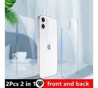 3in1 Avant+Arrière+Lentille Couverture Complète Verre Trempé De Protection Pour Iphone 16 15 11 12 14 13 Pro Max Film De Protection D'écran Transparent En Verre.2in1 Front And Back.For Iphone 11