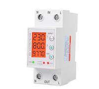 3in1 LCD Display 220V Adjust Over and Under Protector Voltage Relay Current Protection Device Voltmeter Ammeter Energy kWh Meter(with Backlight,63A)