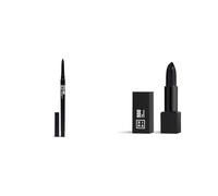 3INA MAKEUP - The Automatic Lip Pencil 900 + The Lipstick 900 - Crayon a Lèvres Noir Matte Waterproof + Rouge à Lèvres Noir Mat avec Vitamin E et Beurre de Karité - Vegan - Cruelty Free