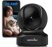 3k 5mp Indoor Wifi Surveillance Camera \U2013 2.4g/5g Wifi Babyphone Camera, 360° Intelligent Tracking, 24/7 Continuous Recording With Microsd Card, Compatible With Alexa For Baby (Black)