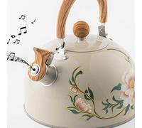 3L Bouilloire Inox, Bouilloire Sifflante Thé À Sifflet Pastoralist Thé Émail Vintage Kettle Poignée Résistante À La Chaleur Bouilloire Non Electrique Bouilloire Induction Pour Thé Et Cafés