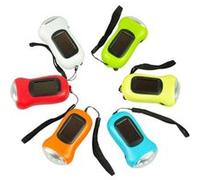 3LED Manivelle Dynamo + énergie solaire rechargeable pour lampe de poche Camping Carabiner