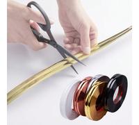 3m/118 pouces Bande décorative à bordure autocollante, mastic étanche en métal PVC pour joints de carrelage, protecteur de bord de bureau or,argent,noir,or rose,BlancTout ImpriméPolychlorures de vinyl
