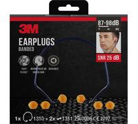 3M Arceaux antibruit 1310, Légers et confortables Portés sans pression, Protection auditive contre les niveaux de bruit de 87 à 98 dB (SNR : 26dB), 1 kit avec 2 paires de pods de remplacement