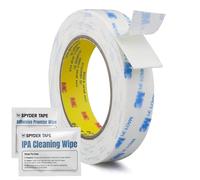 3M 1600T Ruban adhésif double face en mousse PE résistant aux intempéries 5 mm x 10 m avec IPA et lingettes promotrices d'adhérence pour une résistance maximale - Qualité professionnelle intérieur