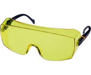 3M 2802 Lunettes de protection AS/UV, PC, teintées jaune, réglables, idéales comme surlunettes pour les porteurs de lunettes x1 morceau