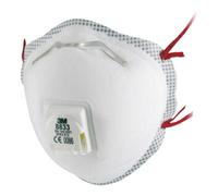 Boîte de 10 masques respiratoires coques jetables série 8833 FFP3 RD avec soupape blanc - - 7100057145