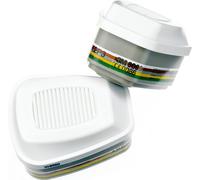 3M 6099 A2B2E2K2HgP3R + Filtre à formaldéhyde (uniquement pour les masques intégraux) vapeurs organiques, gaz inorganiques et acides, ammoniac et dérivés, vapeurs de mercure et formaldéhyde et particu
