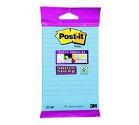 Post-it Notes autocollantes Super Sticky 6844LNB - Ligné 102×152 mm, 45 feuilles - Bleu, lot de 12