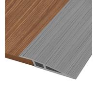 3M*7CM Barre de Seuil Adhesive, Seuil de Porte Adhesif PVC, Barre de Seuil Rattrapage de Niveau pour Hauteur du Seuil 15mm ~ 20mm, Rampe de Seuil Bandes de Transition Sol (Grain de Bois Gris)