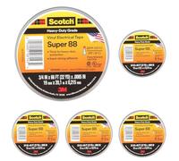 3M 80610833867 88 Scotch Super Ruban Vinyle d'Isolation Electrique Hautes Performances, 19 mm x 20 m, Noir (Lot de 5)