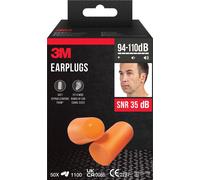 3M™ Bouchons d'oreille - valeur SNR 35 dB - mousse souple orange - 50 paires 100 pièces