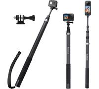 3M Carbon Fiber Invisible Selfie Stick for Insta 360 X5 X4 X3, Extra Long Selfie Stick Monopod with Adapter for GoPro Hero 13 12 11 10 9 Black DJI Action 5 Pro