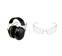 3M Casque antibruit sans fil WorkTunes doté de la technologie sans fil Bluetooth, 90543EC1 (94-105 dB), Le Noir + Virtua AP Clear Lunettes de Protection, Transparentes