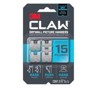 3M CLAW Cintres pour cloisons sèches : 6,8 kg avec marqueur temporaire / Lot de 5 (argent)