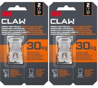 3M CLAW Crochets pour Accrocher des Tableaux sur des murs en plâtre, 2 Crochets - Poids Maxi testé jusqu'à 30 kg - Idéal pour Fixer des Objets lourds, Miroirs, Décoration d'intérieur, sans Outil