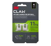 3M Claw Lot de 4 crochets muraux pour accrocher des tableaux et des plaques de plâtre, 4 crochets, supporte jusqu'à 11 kg, idéal pour les objets lourds