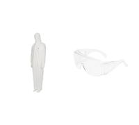3M Combinaison de Sécurité avec Capuchon, en Polypropylène, Blanc, Taille M & Surlunettes de sécurité Visitor 71448-00001M