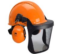 3M Combinaison pour la sylviculture, casque de protection G3000 en orange, casque antibruit H31, support FH1 et visière filet 5J, G3000NOR31FH15J931 x10 morceau