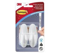 Crochets adhésifs - 3M - Medium - Plastique - Blanc - Lot de 2 crochets et 4 languettes