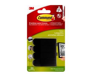 3M Command Bandelettes de montage d'images 17202BLKFGN 4 jeux de 2 bandelettes, taille S, jusqu'à 1,8 kg de charge, noir x10 morceau