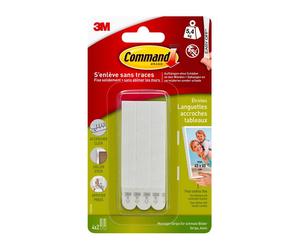 3M Command Bandelettes de montage d'images 17207FGN 8 bandelettes blanches, taille M Jusqu'à 5,4 kg de capacité de charge x1 morceau
