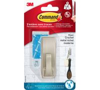 3M Command Crochet de bain métallique "Modern" Taille : M argent Capacité de charge : 1,3 kg
