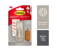 3M Command Crochet Moyen Nickel Poli 29 x 79 x 29 mm 1 Crochet + 2 Bandes Max 1,3 kg