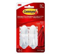3M Command Crochets Lot de 2 crochets et 4 bandes ovales avec bandes adhésives Command Chaque crochet supporte jusqu'à 1 kg 80 x 30 x 30 mm (Import Royaume Uni)