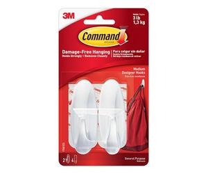 3M Command Crochets Lot de 2 crochets et 4 bandes ovales avec bandes adhésives Command Chaque crochet supporte jusqu'à 1 kg 80 x 30 x 30 mm (Import Royaume Uni)