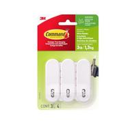 3M Command Medium Wire Hooks 3/Pkg-White 3 Hooks & 4 Strips